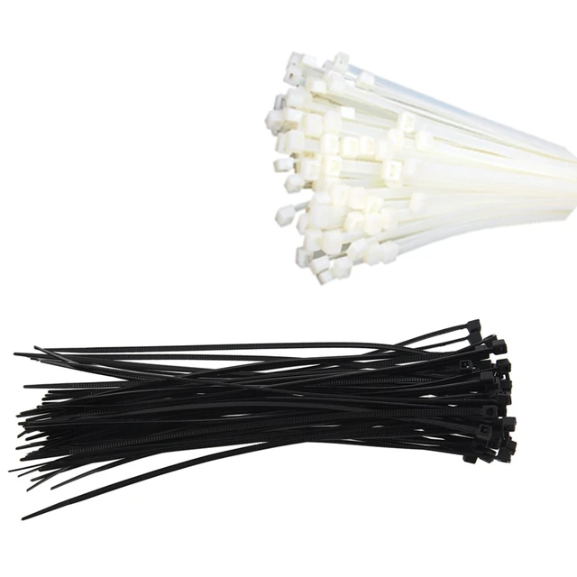 100Db -Os Kábelkötések Kábelkötésű Csomagolások / Cipzáras Kötések Méret: 140 Mm X 2,5 Fehér És Fekete