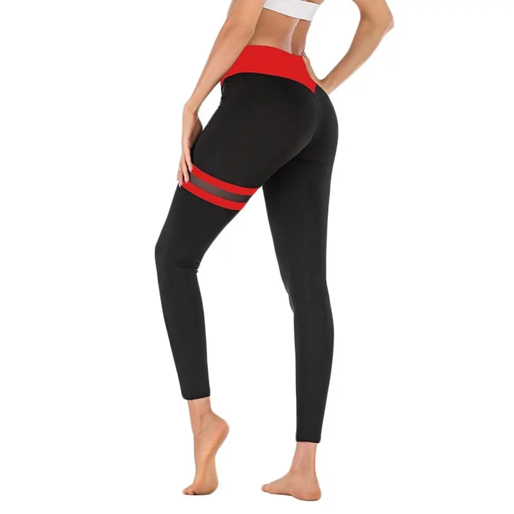 Женские эластичные леггинсы для фитнеса, спортзала, штаны для йоги, тонкие колготки для бега, спортивная одежда, спортивные штаны, брюки, бесшовная одежда - Color: Red