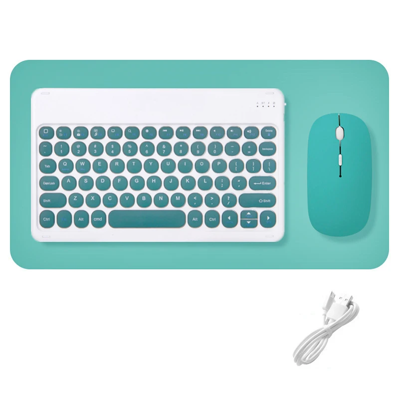 Teclado sem Fio e Mouse Combos Conjunto Redondo Bluetooth Hebraico Espanhol Francês Coreano para Ios Ipad Android Windows Telefone Tablet - Imagem 5