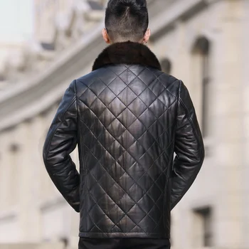 

Genuine Leather Jacket Men Winter Down Jacket Men Sheepskin Coat Mink Fur Collar Chaqueta Cuero Hombre A14DY1280 YY305