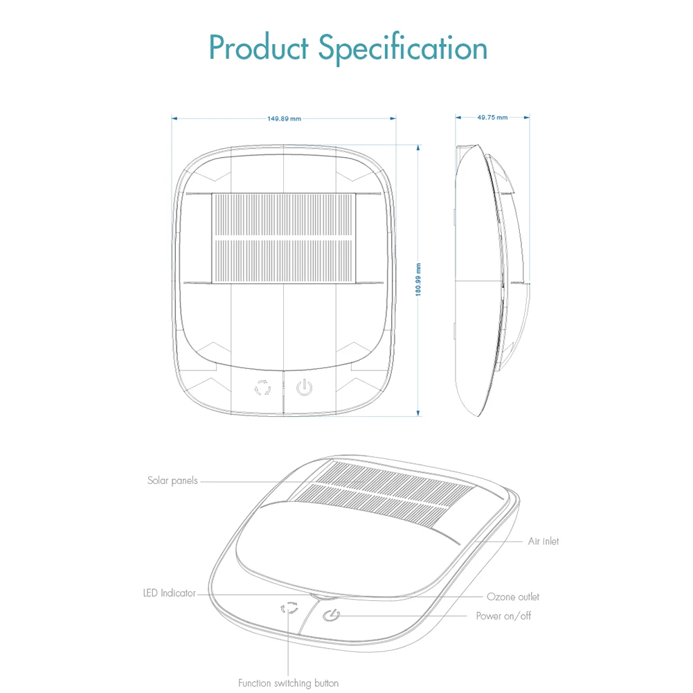 X21 Ozone Air Purifier  Portable Ozone Disinfection 3 Modes Ozone Sterilizer USB Rechargeable Car Deodorizer Air Freshener