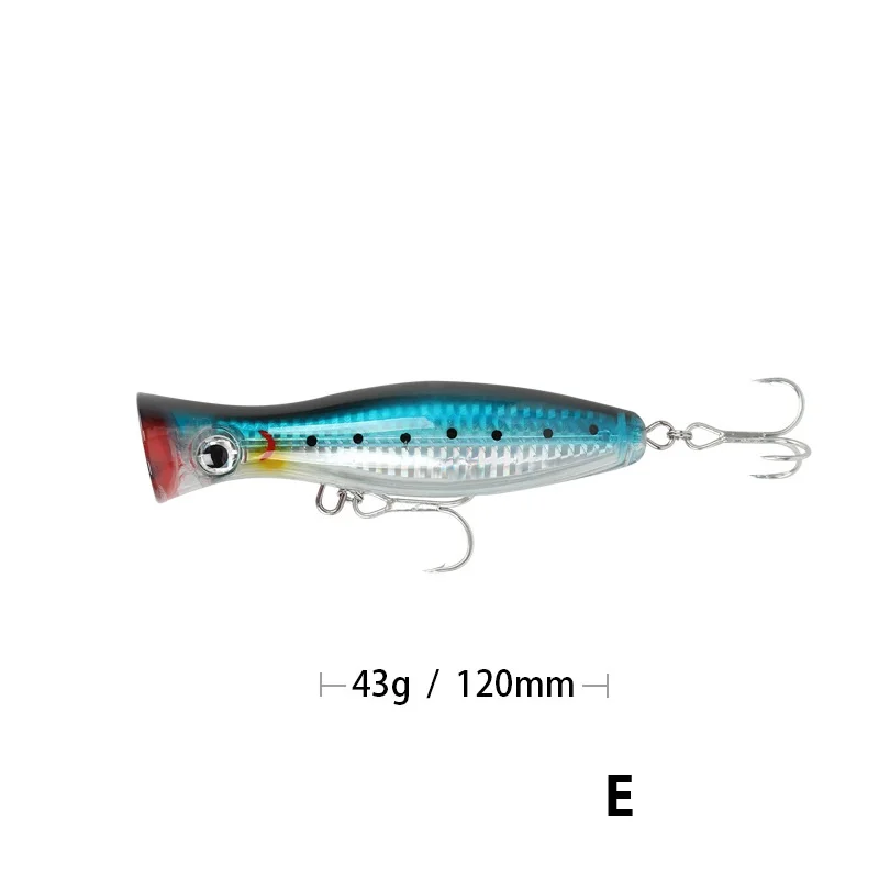 Хит 120 мм 43 г Поппер большие рыболовные приманки для моря тунца Троллинг верхняя водная приманка whopper plopper карандаш кренкбейт снасть искусственные приманки - Цвет: E