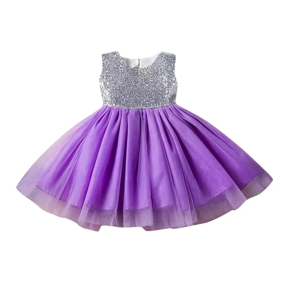 ROMIRUS/Детское платье для маленьких девочек; Сердце с блестками вечерние платья-пачки принцессы с фатиновой юбкой модные платья без рукавов - Цвет: Purple