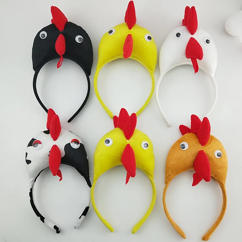 Boy Girl Children Chicken Chick Headband Animal Cosplay Headwear Birthday Party Gift Halloween Costume for Kids Adult Christmas