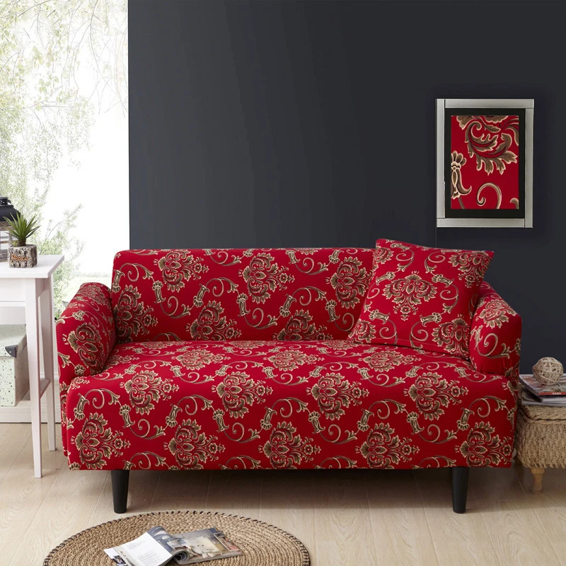 

Polyester Elastic Stretch Plant Printing Sectional Sofa Cover Protective Slipcovers All-inclusive Couch Case Cover Living Room