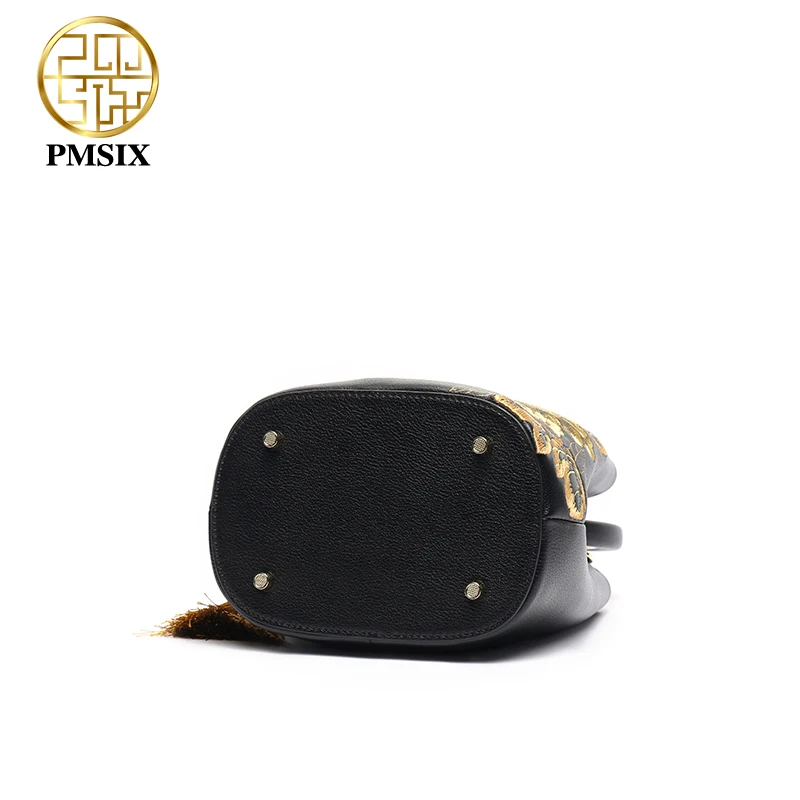 PMSIX Известный дизайнерский бренд Womens'Bag Сумки из натуральной кожи с вышитыми цветами винтажные сумки на плечо с цветочным принтом