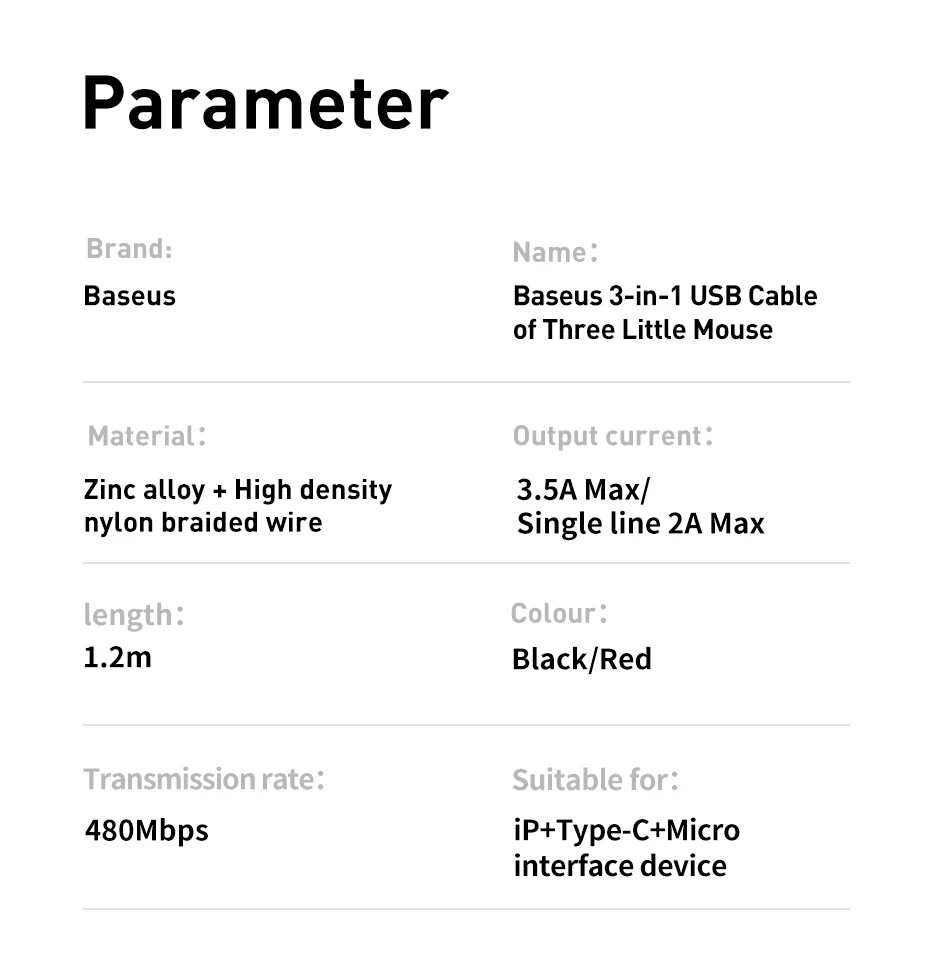 Baseus 3 в 1 USB кабель для Iphone 11 samsung huawei провод для быстрого заряда 3.5A type C Micro кабель для передачи данных USB-C type-C кабель для зарядного устройства