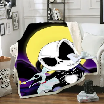 

3D Print Fleece Blanket The Nightmare Before Christmas Sherpa Blanket Cartoon Jack Weighted Blanket For Kids Throw Blanket