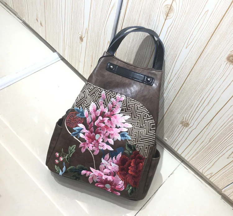 Bags Women Retro Chinese Style Embroidery Luxury women's Backpack PU Leather Personality All-match Casual Female Bag Bags Women Retro Chinese Style Embroidery Luxury women's Backpack PU Leather Personality All-match Casual Female Bag