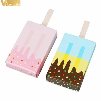 

10pcs Ice Cream Shape Gift Candy Box Wedding Party Favor Box Cartoon Treat Ice Cream Baby Shower Birthday Decoration
