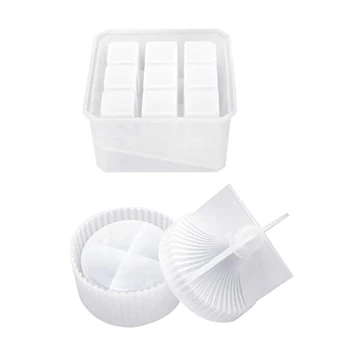 

2Pcs Resin Mold Round 9-Slot Jewelry Box Lipstick Storage Case Silicone Mould