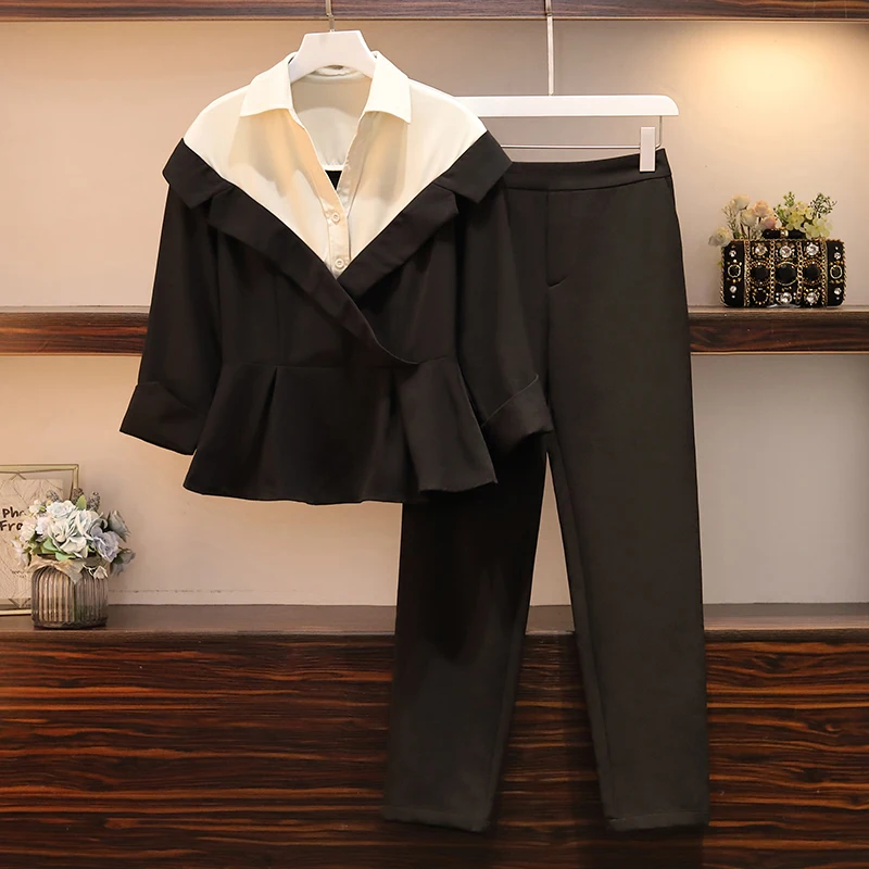 Женский Повседневный костюм из двух предметов модный комбинированный Топ и