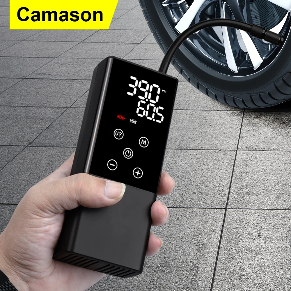 camason-タイヤ付き充電式ポータブルエアポンプデジタルインフレーター車自転車タイヤ用