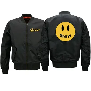 

NEW Ma1 Bomber Jacket Mens Justin Bieber The Drew House Smile Face Print Women Men Spring and Autumn Hip Hop Jacket Coat