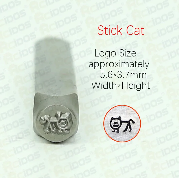 Stick Cat Собака лицо/палка собака/палка кошка/кошка лицо дизайн штамп, DIY браслет/ювелирные знаки стальная печать, 6 мм - Цвет: Stick Cat