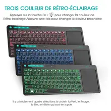 Rii k18 além de multimídia sem fio francês azerty teclado 3-led cor retroiluminado com multi-toque para caixa de tv, pc