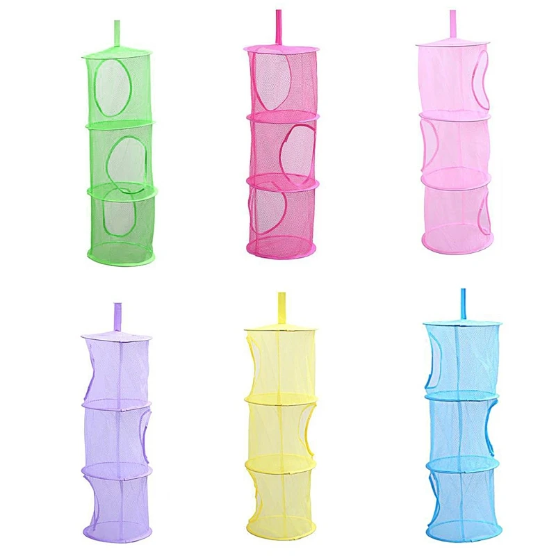 

3 Shelf Net Kids Toy Organizer Bag Home Mesh Hanging Storage Bedroom Wall Door Closet