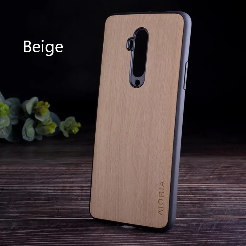 Деревянный чехол для Oneplus 7T pro, TPU+ PC+ wood, кожзам, чехлы для Oneplus 7T Pro - Цвет: Beige