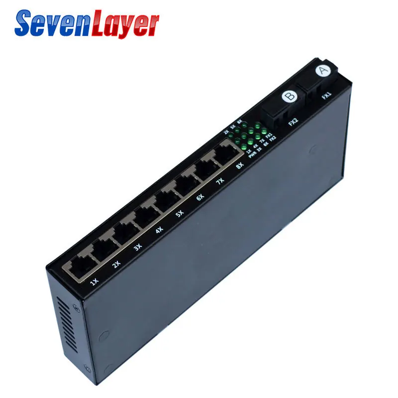 Media Converter Fiber Optical Gigabit Ethernet switch 10/100/1000M 8 RJ45 UTP and 2 SC fiber Port
