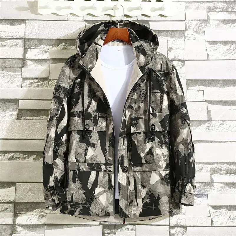 Новинка плюс 10XL 9XL 8XL хлопковые мужские куртки камуфляжные военные пальто с капюшоном Повседневная Мужская ветровка на молнии брендовая мужская одежда - Цвет: gray