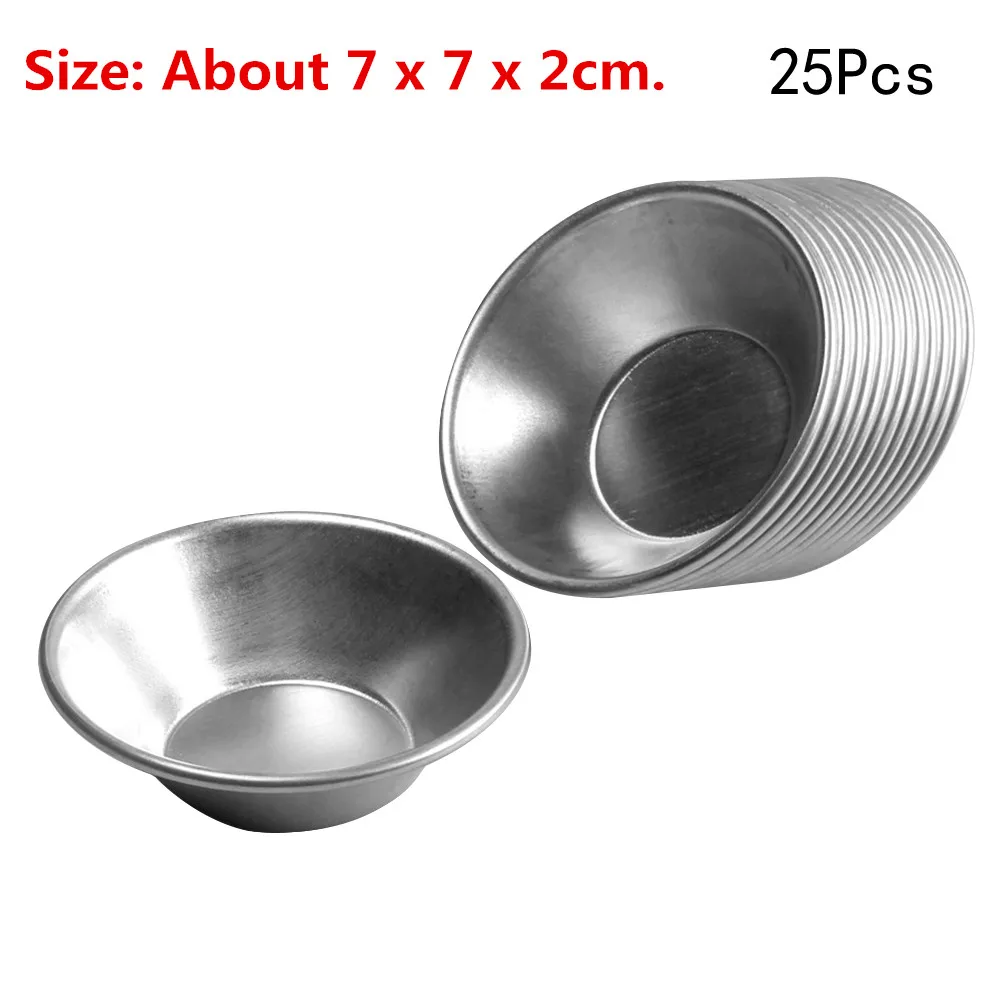 25 Pcs Нержавеющая сталь коробка для яиц из форма для выпечки, круглая рифленая дизайн с кексом формы для выпечки многоразовый металлический формы для выпечки кексов - Цвет: 25 Pcs