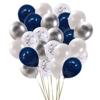 

50pcs Metal Gold Silver Balloons Ink Blue Latex Balloon Wedding Birthday Party Decoration Festival Celebration Supplies Air Ball