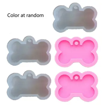 

5Pcs Silicone Bone Shape Pendant Resin Mold DIY Dog Tag Keychain Resin Mold N58F