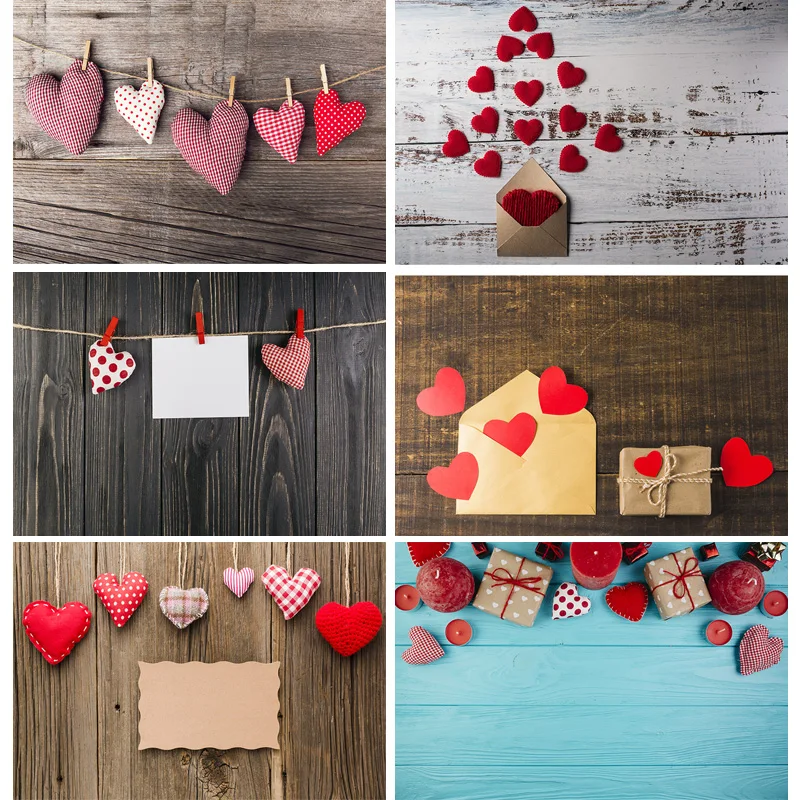 

SHUOZHIKE SHUOZHIKE Vinyl Custom Photography Backdrops Prop Valentine's day wood flower Photography Background QJ91220-82