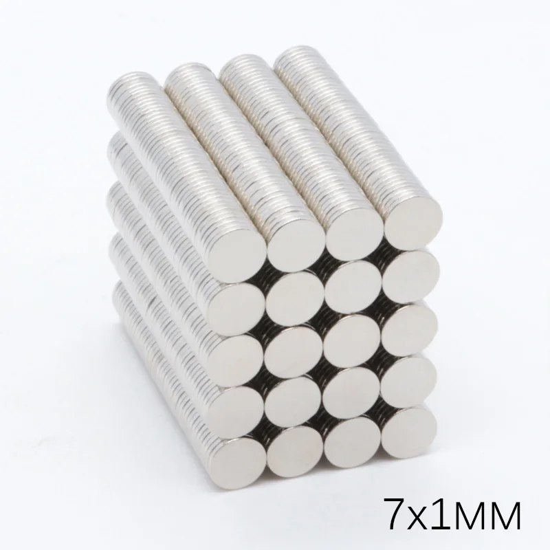 200 шт./лот 7x1 мм диск NdFeB магнит 7*1 мм N35 Сильный диск NdFeB редкоземельный магнит 7x1 мм неодимовые магниты 7 мм x 1 мм