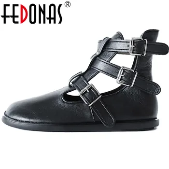

FEDONASWomen Pumps Cow Leather Casual Shoes Working Pumps Lace Up Cross-Tied Slip On Concise Classic Design Shoes Woman