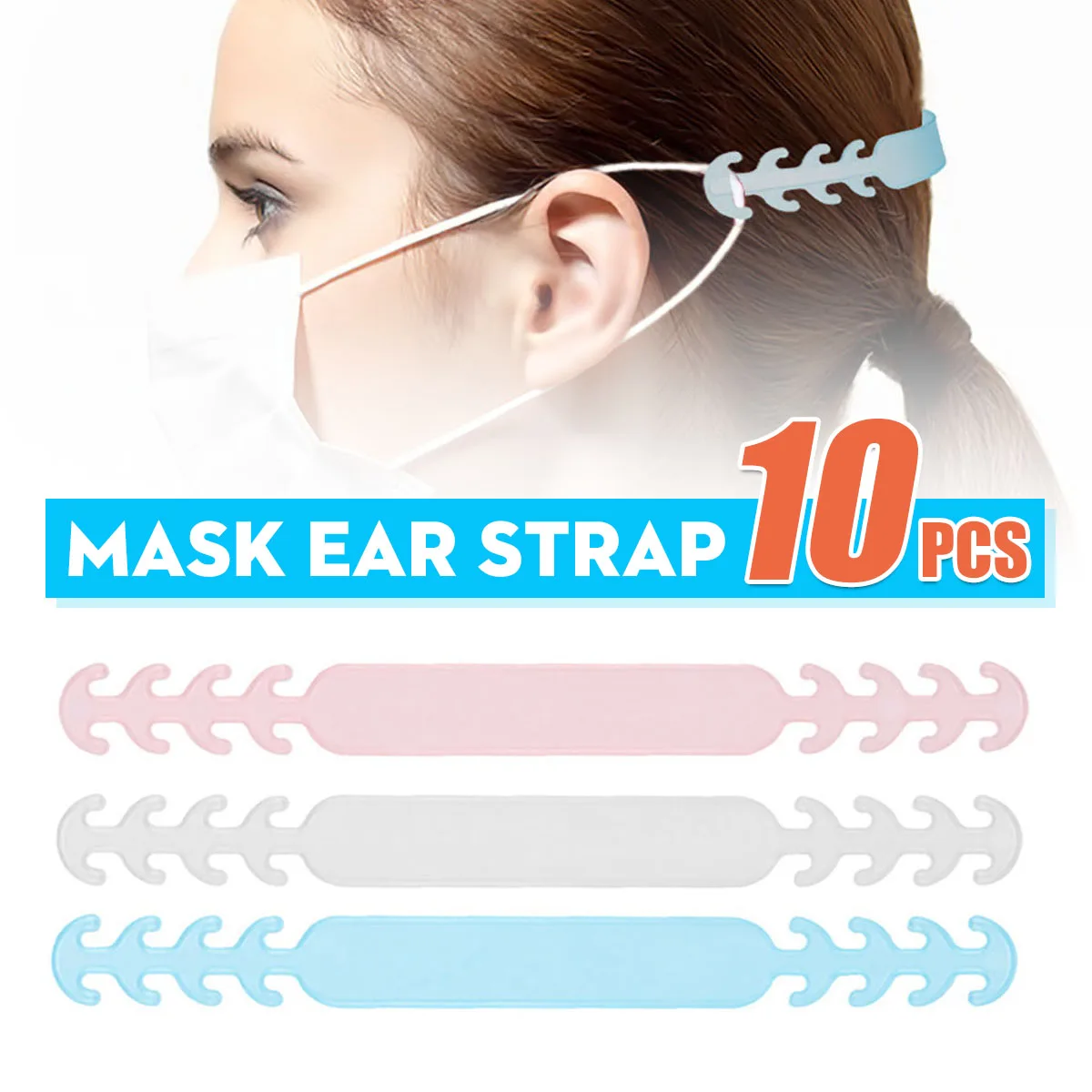 

10Pcs Disposable Mask Anti-Slip Earloop Straps Extension Hooks Face Mask Adjustable Mouth Breathing Mask Straps Accessories