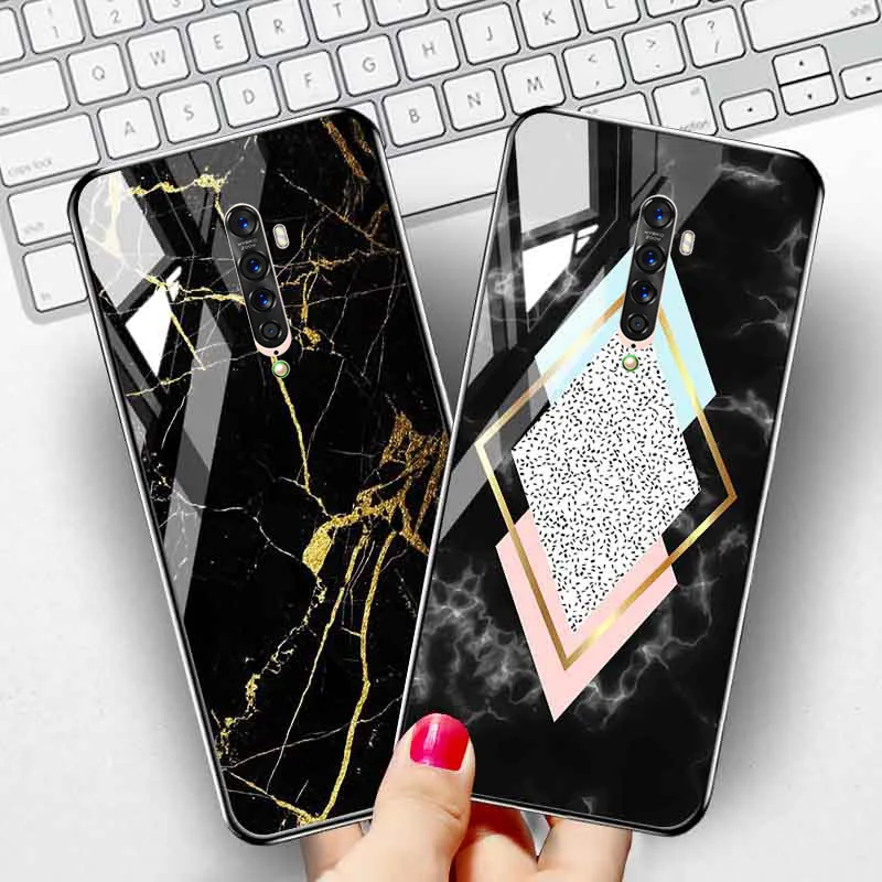 

Marble Case For OPPO Reno 3 Pro Z Ace 2Z 2 10X Case Cover Realme X50 Pro 6 5 XT X Lite R9S Plus R17 Pro R15 Tempered Glass Cover