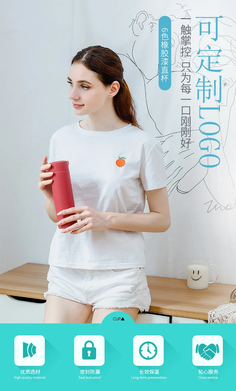 Stainless Steel Double Wall Thermal Cup Travel Mug Water Thermos Bottle Vacuum Cup School Home Tea Coffee Drink Bottle