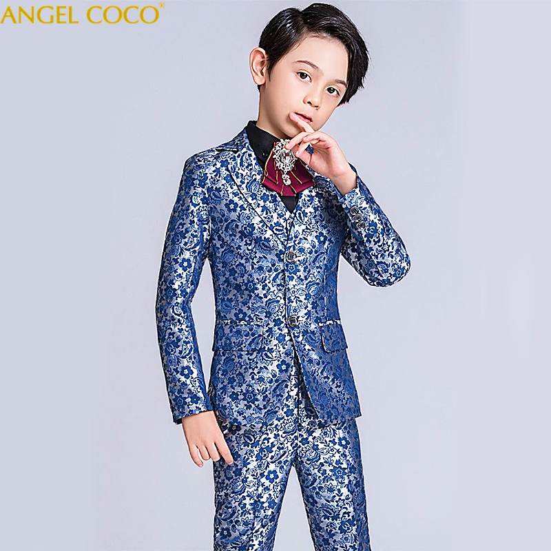 Brand Boys Formal Suit Wedding campus student Dress Gentleman Kids Jacket Vest Pants Bow tie ceremony Costumes Terno Infantil