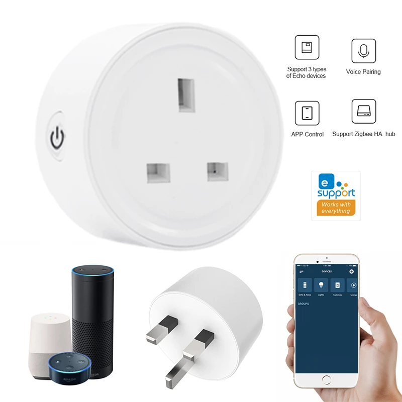 Ewelink ZigBee Smart Plug UK Socket Mini Switch para Alexa Samsung Sma 