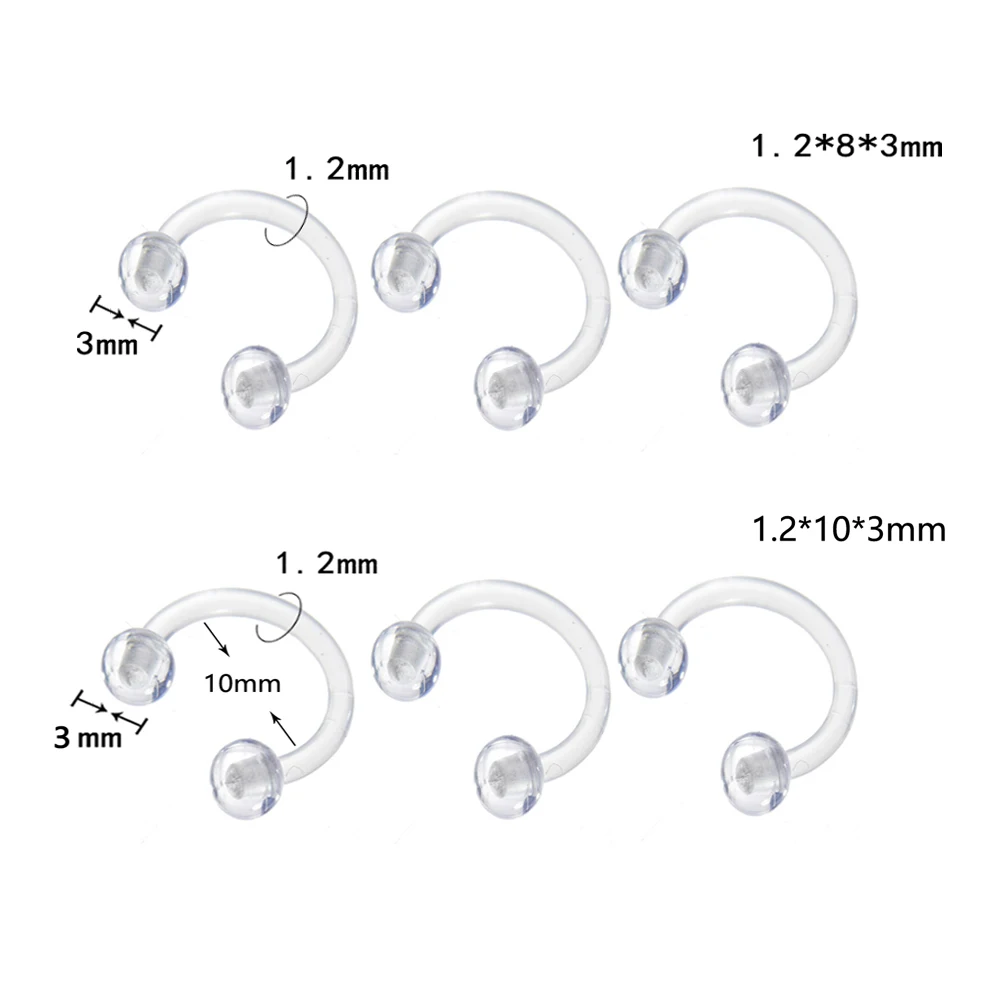 Кольцо для носа, Женские аксессуары, пирсинг, 2 шт./лот, прозрачный, модный, Bioflex, фиксатор, шпилька, акриловый, для носа, для ногтей, украшения для тела