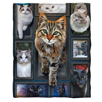 

Cat 3d printed fleece blanket for Beds Hiking Picnic Thick Quilt Fashionable Bedspread Sherpa Throw Blanket Drop shipping 05