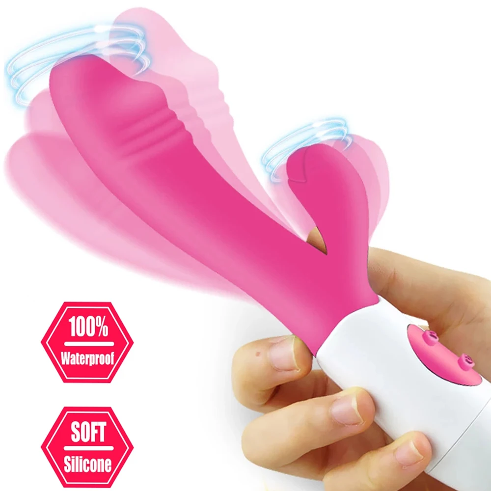 G Spot Dildo Rabbit Vibrator for Women Powerful Dual Silicone Female Vagina Clitoris Stimulator Massager