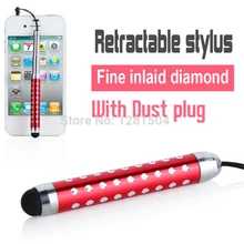 300 шт./лот Универсальный Кристальный Выдвижной емкостный сенсорный Стилус для iPhone iPad iPod samsung смартфонов Android