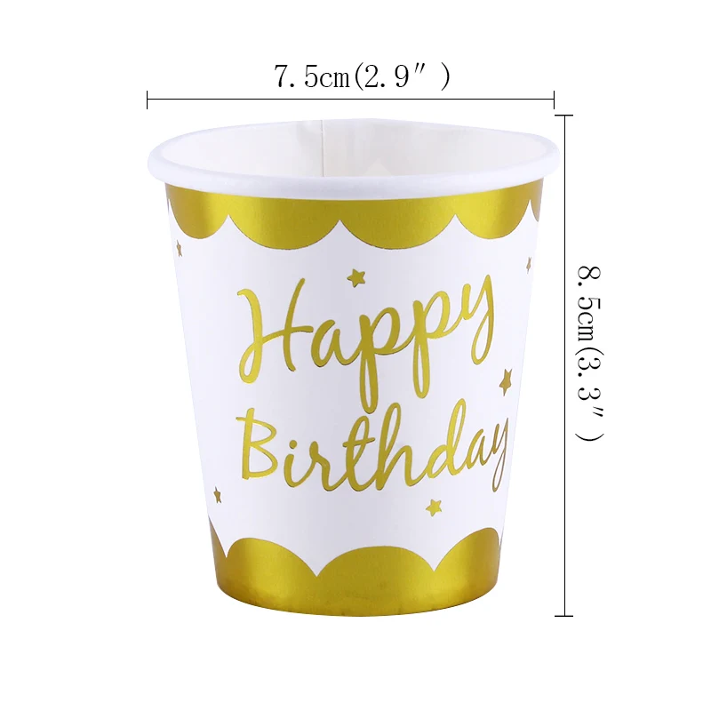 10pcs 350ml Black Gold Metal color style Singleism birthday party decorations adult kids supplies paper disposable tableware cup - Цвет: 10pcs cup B