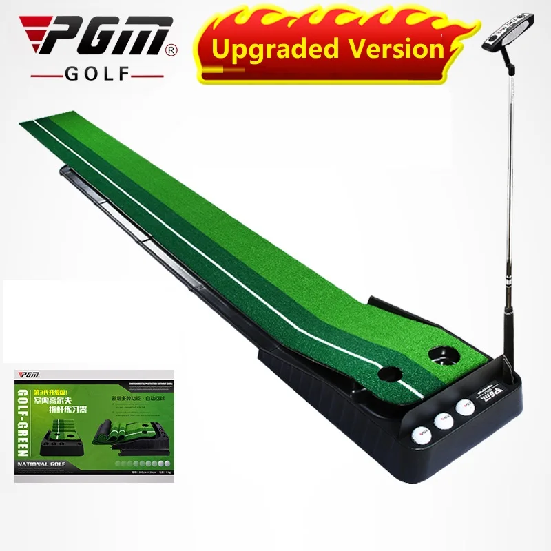 Pgm 2.5m/3m Golf Putting Mat Golf Putter Trainer Green Putter Carpet Practice Set Ball Return