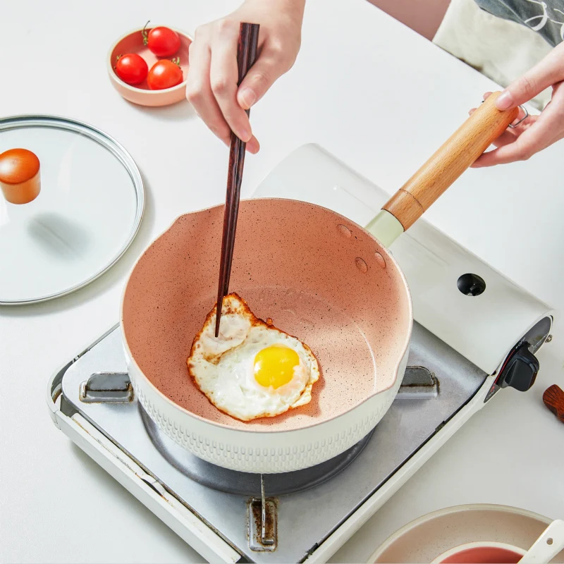 24cm Non-stick Omelette Pan Thicken Deep Frying Pan Saucepan Egg Pancake  Mini Cooking Maifanite Stone Pan for Home Restaurant (B