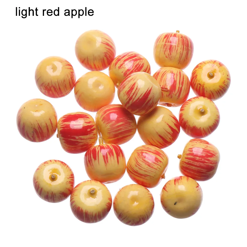 light red apple 20 шт. мини моделирование фрукты овощи искусственное яблоко персик Чили вишня реалистичные фрукты искусственная ягода игрушки домашний Декор Орнамент - Цвет: light red apple