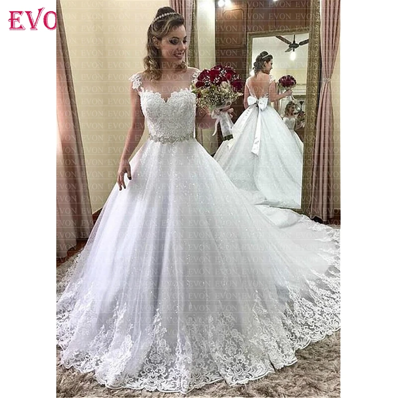 Роскошное бальное платье Robe de mariee свадебное платье 2020 сверкающий кристалл пояс Кружева Vestido de noiva на заказ свадебные платья