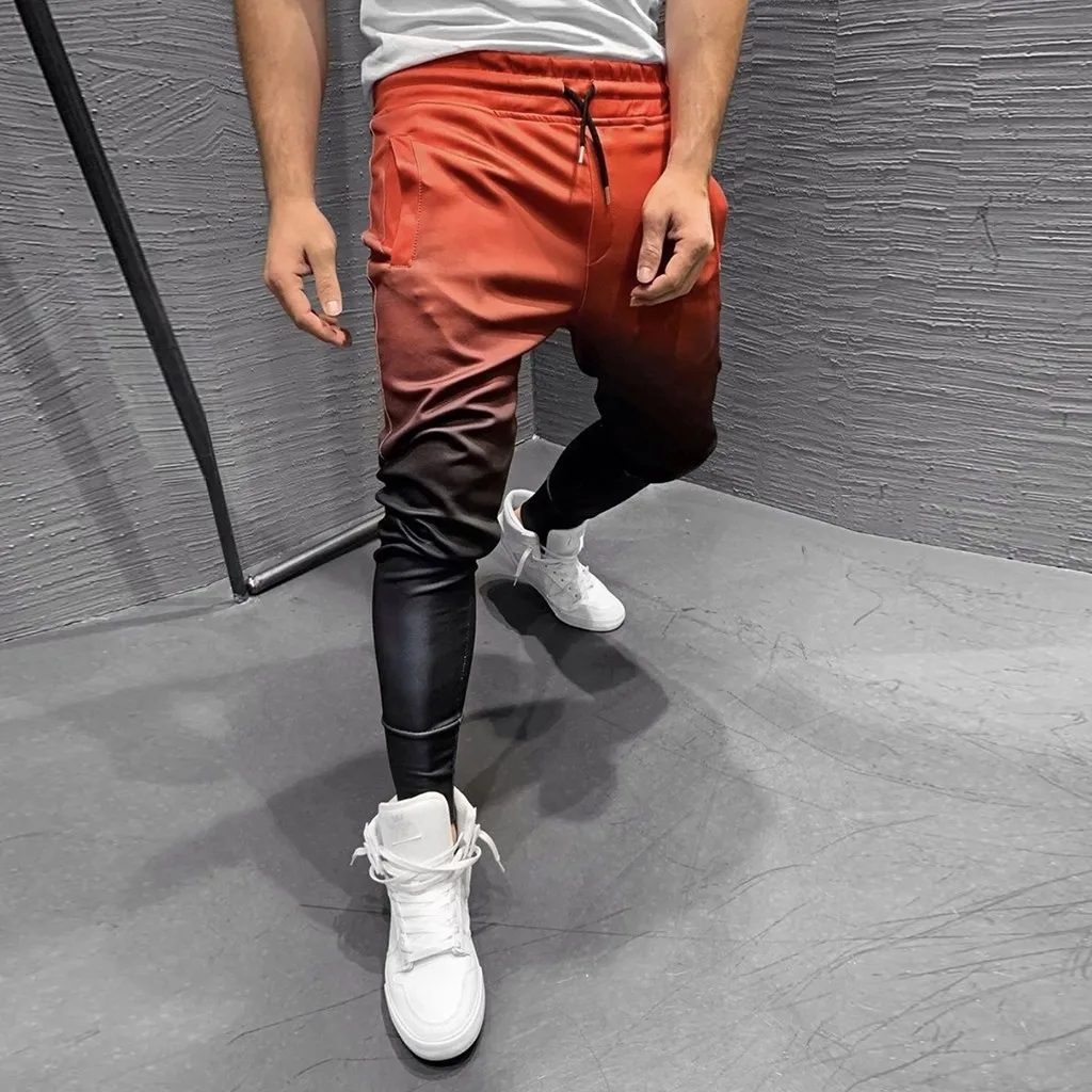 Брюки мужские уличные спортивные штаны 3D постепенная фитнес спортивные эластичные брюки модные телекоммуникационные постепенные брюки pantalones hombre Z4