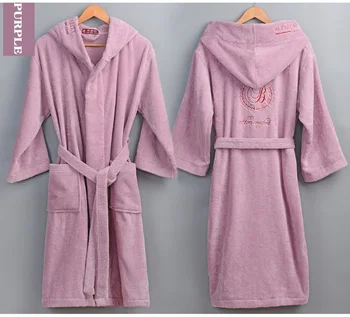 

Home Hotel Men Bathrobe Winter Male 100%Cotton Terry Towel Warm Dressing Men's Soft Long Bath Robes Wedding Bridesmaid Robe