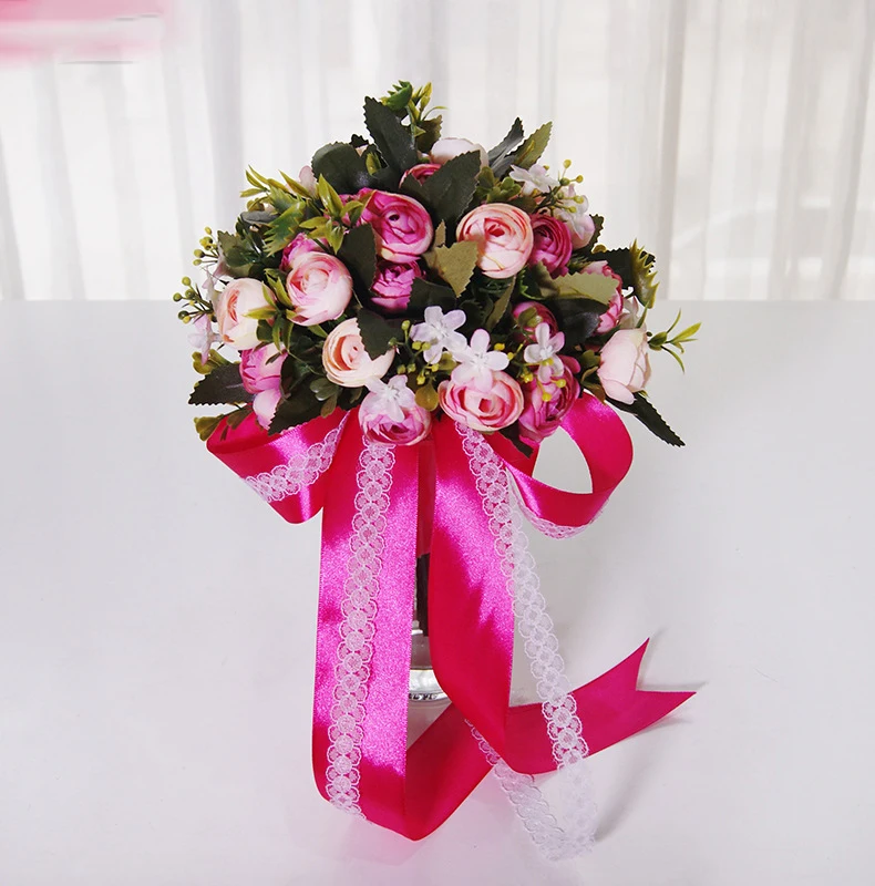 Искусственные цветы свадебные букет фиолетовая Роза Флора Ive Свадебные аксессуары подружки невесты ручной цветы buque de noiva WB34 - Цвет: fuchsia