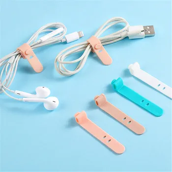 

4Pcs Silicone Strap Hook Loop Cable Winder Headphone Cord Earphone Organizer USB Cable Tie Earphone Organizer Cable Tie