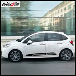 2pcs-Car-Door-Side-Stripes-Skirt-Decor-Stickers-For-Citroen-C3-2010-2014-Racing-Sport-Styling