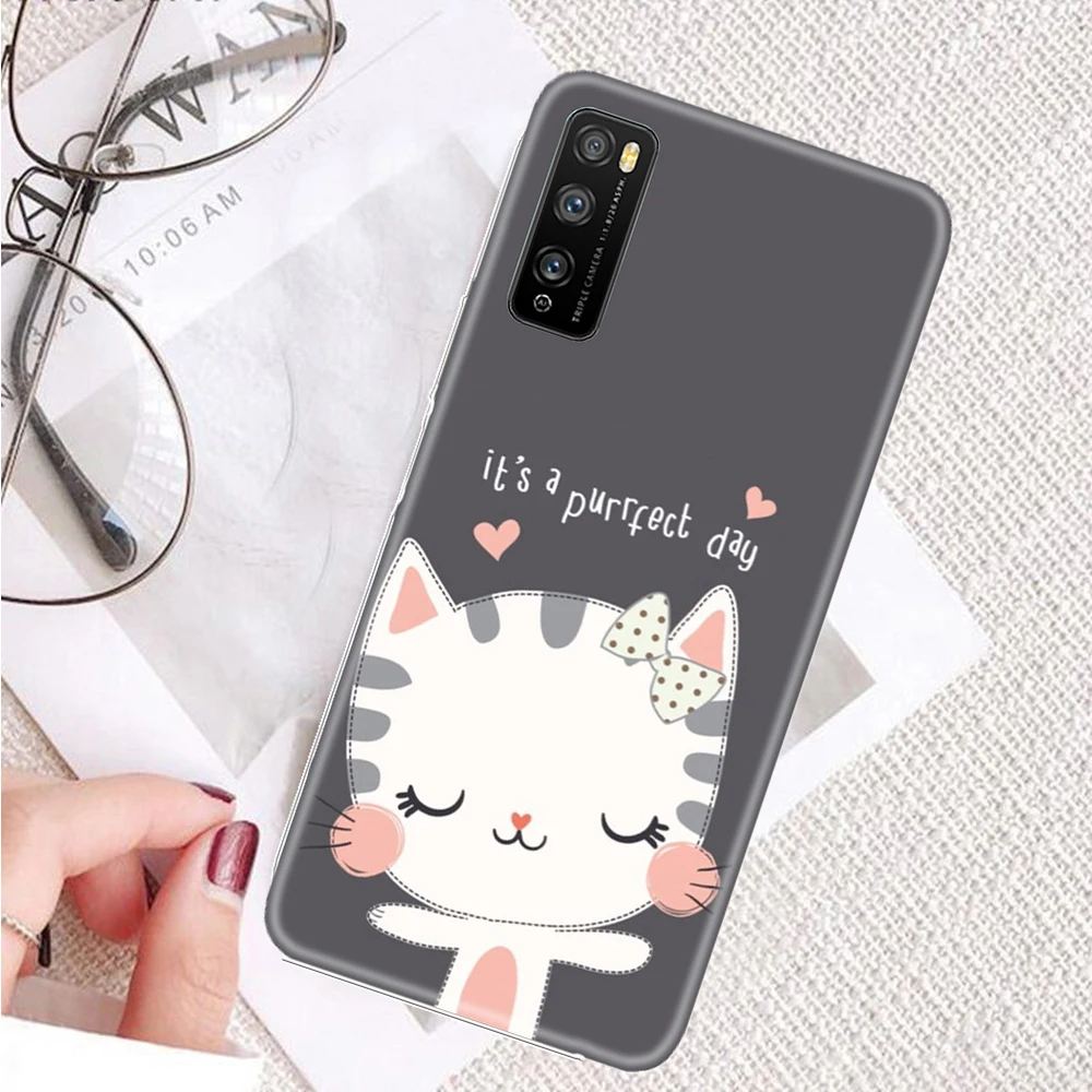 

Case for Huawei Enjoy Z 5G Case Cute Cat Transparent Silicon Case on EnjoyZ 6.5 inch shockproof durable Fundas Coque Etui Bumper